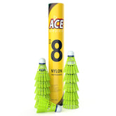 Ace Birdies 8 Nylon Badminton Shuttlecocks With Strong Cork Head , Sturdy and Well-Balanced | Green , Pack Of 12
