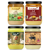 100% Pure A2 Cultured Cow + A2 Cow + A2 Murrah Buffalo & A2 Cultured Buffalo Ghee By AMP Purely Moo | Healthy & Nutrients Pure Combo Desi Ghee | 2 Litre (500ml * 4) 33.8 Ounce | Jar Pack