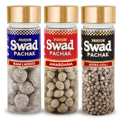Panjon Swad Jeera Goli, Imli Ram Ladoo & Anardana Goli Mukhwas 400gm, (133gm *3 Bottles)