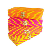 Leheriya Print Cash Box, Shagun Box, Gift Box, Gaddi Box, Jewellery Box, Shagun Envelope Wedding Gift, Colour - Mixed, Special Feature - Portable, Pack Of 3