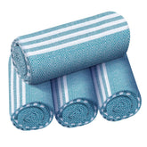 Destin Home Turkish Peshtemal Beach Towels 1.5 Kg | Cotton Soft, Lightweight, Quick-Drying & Absorbent For Beach Pool Spa Picnic Travel (Aqua)- Set Of 4