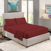 1 Fitted Elastic Bedsheet For King Size With 2 Pillow Covers - 108 X 108 Inches, Burgundy | Easy Care Instructions For Long-Lasting Elegance