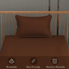 Solid Plain Single Size Bedsheet Set With 1 Pillow Covers | Size - 60 X 90 Inches, Copper | Ideal For All Seasons Due To Its Breathable Nature
