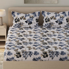 Flat 1 King Size Bedsheet With 2 Pillow Covers - Size 108 X 108 Inches, White & Grey | Luxury Soft Sheet, Lightweight & Breathable Bedsheet