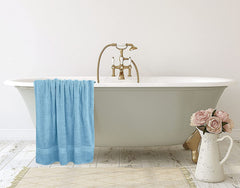 Tiqh 100% Cotton Bath Towel 600 Gsm | Highly Absorbent & Quick Dry Extra Large Bath Towel (Sky Blue)