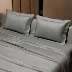 Double Bedsheet With 2 Pillow Covers - 90 X 100 Inches, Mist Grey | Ultra Satin Premium Bedding Set | Gift For Couples, Wedding, Anniversary, Date Night