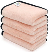 Softspun Microfiber Super Soft Hand & Face Wipes 300 Gsm Towel Set - 4 Piece (Light Pink)