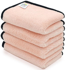 Softspun Microfiber Super Soft Hand & Face Wipes 300 Gsm Towel Set - 4 Piece (Light Pink)