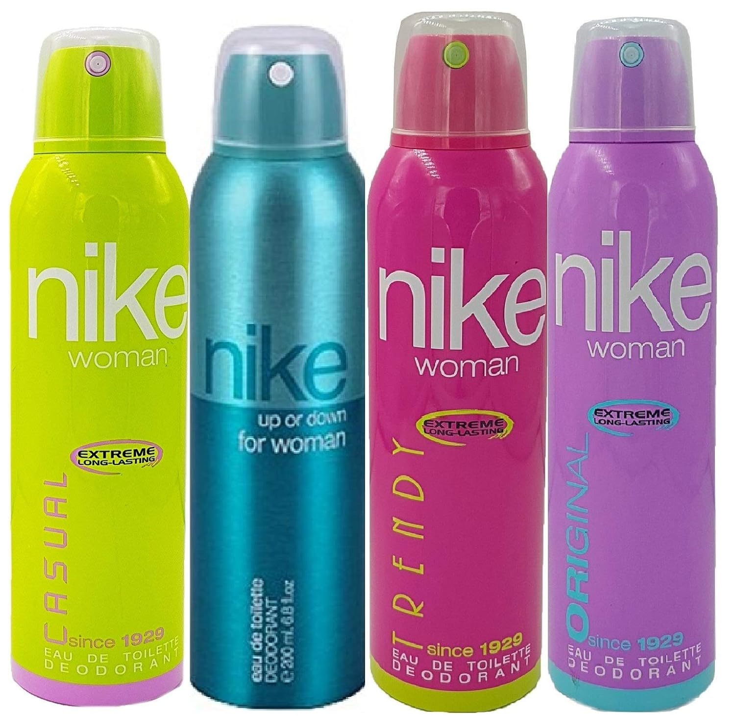 Nike Casual, Up Or Down, Trendy & Original Extreme Long Lasting Eau De Toilette Deodorants Spray 800ml 27.0 Fl.oz. Pack Of 4 | Perfect Birthday Gift Set For Wife Nike Casual, Up Or Down, Trendy & Original Extreme Long Lasting Eau De Toilette Deodorants Spray 800ml 27.0 Fl.oz. Pack Of 4 | Perfect Birthday Gift Set For Wife