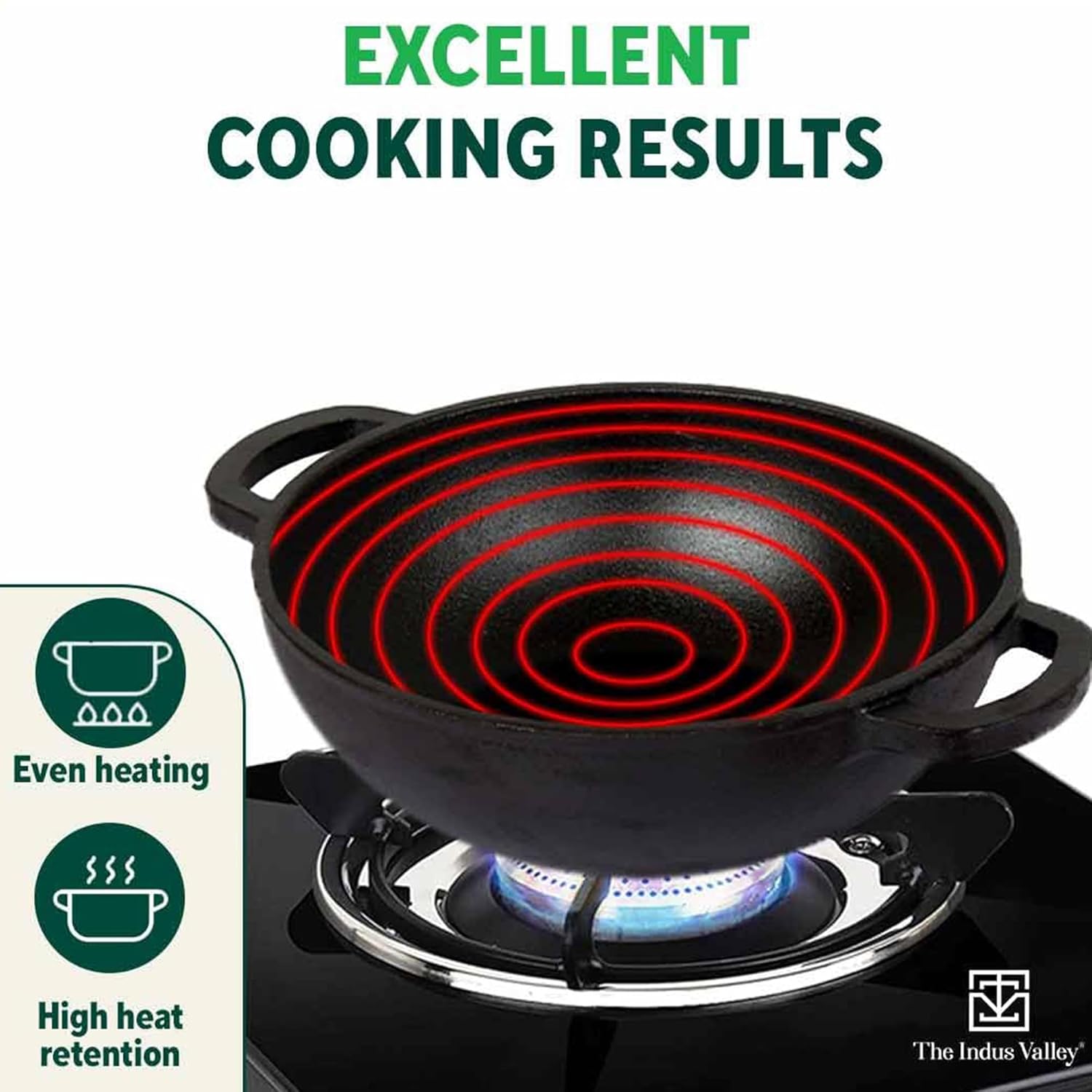 Pre-Seasoned Black Cast Iron Cookware Set - Tawa 25.7 Cm + Kadai 25.4 Cm, 2.3 Liters | Kitchen Cooking Combo Pots & Pans Set Of 2 Pcs - Naturally Nonstick Pre-Seasoned Black Cast Iron Cookware Set - Tawa 25.7 Cm + Kadai 25.4 Cm, 2.3 Liters | Kitchen Cooking Combo Pots & Pans Set Of 2 Pcs - Naturally Nonstick