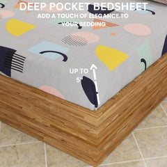 Elastic Fitted Bedsheet For Queen Size With 2 Pillow Cover - 72 X 78 Inches, Grey | Super Soft Brushed Durable Fabric