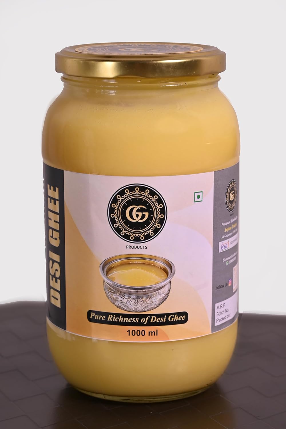 Pure Desi Ghee By G G Products | Homemade Rich In Taste & Nutrients Natural Pure Desi Ghee For Overall Health | (1 Litr) 33.8 Ounce | Jar Pack Pure Desi Ghee By G G Products | Homemade Rich In Taste & Nutrients Natural Pure Desi Ghee For Overall Health | (1 Litr) 33.8 Ounce | Jar Pack
