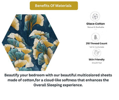 Luxurious Glace Cotton Super Soft Bedsheets King Size Bed (72 X 78 X 8 Inch) With 2 Pillow Cover | All Around Elastic Fitted Bedsheets, Teal Blue