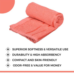 Heart Home Face Towel 1000 Gsm | Facewash For Travel Workout Hand Towel | Lining Design Pack Of 5 (Orange)
