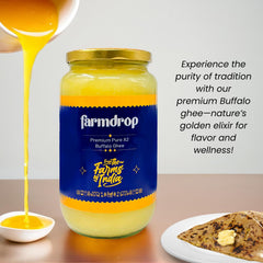 Pure A2 Buffalo Desi Ghee By Farmdrop | Natural & Healthy Desi Ghee With Rich Aroma Good For Eyes | (500ml) 16.9 Ounce | Jar Pack