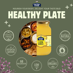 Pure Premium Cow Ghee By Farmer Fresh | Highly Nutritious Rich Flavor For Cooking & Ayurvedic Benefits Pure Desi Ghee | (1 Litr) 33.8 Ounce | Jar Pack
