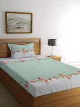 180 TC Print Cotton 1 Single Bedsheet With 1 Pillow Cover - 60 X 90 Inches, Green & White | Soft & Breathable Fabric, Skin-Friendly Bed Sheet For All Seasons