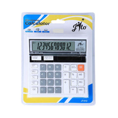 Jito 12 Digits Jt-512 White- Grey 1 Year Warranty Electronic Calculator | 3 Year Battery Life, Solar & Battery