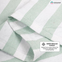 Homadorn 100% Cotton Striped Fouta Bath Towels 350 Gsm | Soft Quick Dry & Absorbent Hand-Knotted Tassels | Turkish Hamam Towel (Green - White)