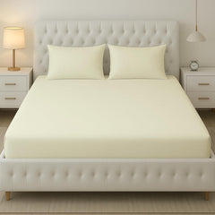 Solid Cream Bedsheet For King Size With 2 Pillow Cover (90 X 95 Inches) | Softer & Durable For All Season | Ideal For Daily Use Home Bedsheet