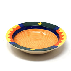 Boho Fiesta Ceramic Pasta Plates - 2 Pieces, Multicolor | Hand Painted Multi Purpose Ceramic Deep Plates, Snack Plates, Starter Plates - 7 Inch, Microwave Safe & Dishwasher Safe