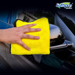 Softspun Microfiber Cloth Towel 800 Gsm | Extra Thick Microfiber Cleaning Cloths Perfect For Bike, Auto, Cars Both Interior & Exterior (Yellow & Grey)- Pack Of 3