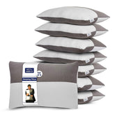 Hollow Sleeping Fiber Pillow With Zip, Adjustable Sleeping Bed Pillow -Standard Size | White & Grey, Soft & Fluffy Pillow, Neck Support, Breathable, Cool & Comfortable - Set Of 8