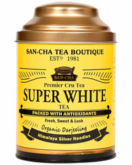 San-Cha Premier Cru Super White Tea - 75gm, 2.6 Ounce | Fresh, Sweet & Lush Organic Darjeeling Tea - Low Caffeine, Richest In Antioxidants