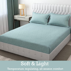 144 TC King Size Bedsheet With 2 Pillow Covers - 90 X 95 Inches | Light Sea Green, Damas Design Bedsheet | Machine Washable & Wrinkle Resistant