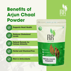 Rr Agro Foods Arjuna Chaal Terminalia Brak Powder, Herbal Remedy For Heart & Blood Vessels Health, High Blood Pressure & Cholesterol | 400gm 0.8lbs