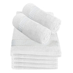 Kuber Industries Cotton Face Towel 400 Gsm Large Size | Multiuses Dot Printed Soft Cotton Face Towel (White)- Pack Of 6