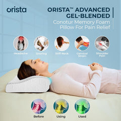 Advance Gel Blended Cervical Memory Foam Pillow, White, Standard Size - 19 X 12 X 4 Inch | Neck & Shoulder Support, Pillow For Sleeping | Improves Posture & Spinal Alignment - Set Of 1