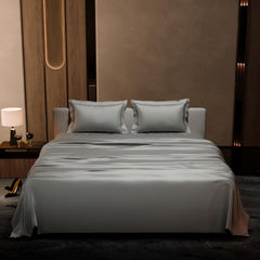 Double Bedsheet With 2 Pillow Covers - 90 X 100 Inches, Mist Grey | Ultra Satin Premium Bedding Set | Gift For Couples, Wedding, Anniversary, Date Night