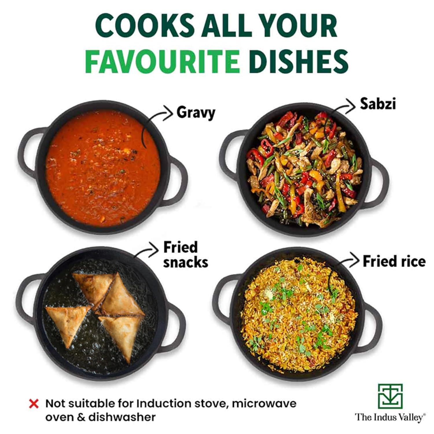 Pre-Seasoned Black Cast Iron Kadai With Flat Handles - Medium, 10.5 Inch, 27 Cm, 2.5 Liters, 2.5 Kg | Induction Friendly, Naturally Nonstick Kadhai, 100% Pure & Toxin-Free, No Chemical Coating Pre-Seasoned Black Cast Iron Kadai With Flat Handles - Medium, 10.5 Inch, 27 Cm, 2.5 Liters, 2.5 Kg | Induction Friendly, Naturally Nonstick Kadhai, 100% Pure & Toxin-Free, No Chemical Coating