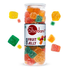 Shadani Mixed Fruit Flavoured Jellies Candy | Orange, Mango, Litchi & More Flavor | Soft & Chewy Jellies For Kids & Adults 200gm,