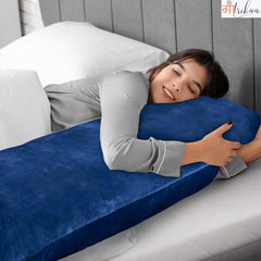 Full Body Pillow, Long Sleeping, For Side Sleeping Hugging, Cuddling, Blue - 54 X 18 Inches | For Relaxing & Pregnancy Comfort, Velvet Pillow With Removable Cover, Adjustable Pillow