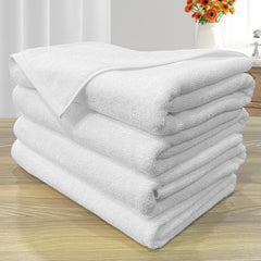 The Veloure Hotel White Bath Towel 700 Gsm | Pure Cotton Super Soft Anti Microbial Towel (Set Of 4)