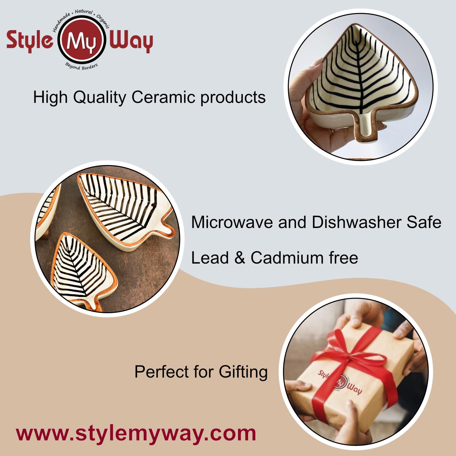 Leaf Shaped Hand Painted Ceramic Glossy Tray - Set Of 3, White, Black Lines | For Serving Cookies, Dry Fruits, Sweets & Snacks, Length – 16 Cm, 15 Cm & 12 Cm | Small Platter Set Leaf Shaped Hand Painted Ceramic Glossy Tray - Set Of 3, White, Black Lines | For Serving Cookies, Dry Fruits, Sweets & Snacks, Length – 16 Cm, 15 Cm & 12 Cm | Small Platter Set
