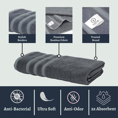 Velve Bamboo 100% Bamboo Bath Towel 600 Gsm | Ultra Soft, Super Absorbent, Antibacterial Bath Towel For Men & Women (Grey)