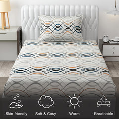 Microfiber Single Bedsheet Set With 1 Pillow Covers (60 X 90 Inches) Multicolor | Durable & Long-Lasting | 144 Thread Count | Wrinkle Free