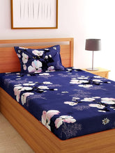 180 TC Print Cotton 1 Single Bedsheet With 1 Pillow Cover - 60 X 90 Inches, Blue | Soft & Breathable Fabric, Skin-Friendly Bed Sheet For All Seasons