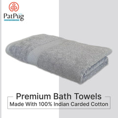 Patpug 100% Indian Ultra Soft Cotton 500 Gsm Highly Absorbent, Fade Resistant, Quick Drying Large Bath Towel (Silver Grey)