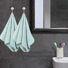 Linear Microfiber Hand Towel 240 Gsm | Highly Absorbent Hand Towels For Bathroom Soft Hand Microfiber Towel For Men & Women (Green)- Pack Of 2