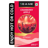 TE-A-ME Cranberry Apple Cheer Tea - 25 Infusion Tea Bags | Reduces Wrinkles, Fine Lines - Caffeine Free, Sugar Free | Enjoy Hot Or Cold Tea