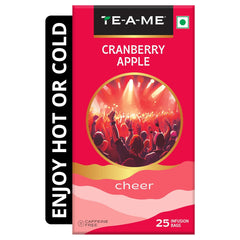 TE-A-ME Cranberry Apple Cheer Tea - 25 Infusion Tea Bags | Reduces Wrinkles, Fine Lines - Caffeine Free, Sugar Free | Enjoy Hot Or Cold Tea