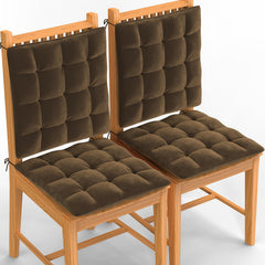 Square Chair Pads Cushion, For Comfortable Sitting, Brown Color - 40 X 40 Cm | Seat Cushions With Ties For Sitting, Pooja, Dining & Office Table | Furniture Cushion, Washable - Pack Of 4