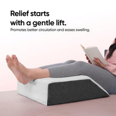 Leg Elevation Wedge Pillow, For Edema, Varicose Veins, Fracture, White & Grey | High Resilience Foam Leg Wedge Cushion For Leg, Knee & Thigh Support | Back Pain & Swelling Relief