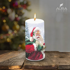 SANTA CLAUS XMAS CANDLE 6 INCH PILLAR CANDLE | PERFECT FOR KIDS BIRTHDAYS CANDLE