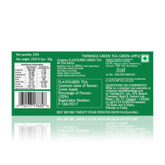 Twinings Green Apple Green Tea - 50gm, 1.7 Ounce, 25 Enveloped Tea Bags | Fruity & Indulgent, Unique Blend Of Origin Teas - Low Caffeine