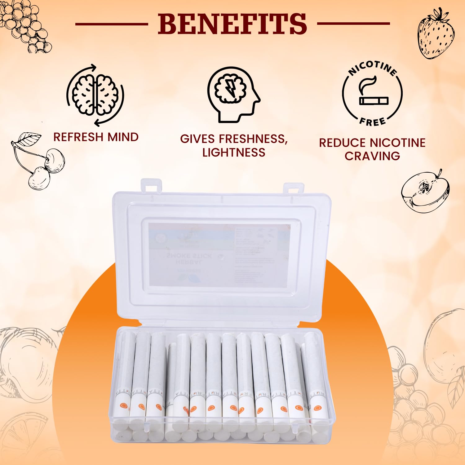 Ayurvedic Herbs Cigarette,  Herbal Fruit Flavour - Pack Of 25 Sticks King Size | Cigarette Alternatives - Herbal Frutta Cigarettes No Tobacco & Non Nicotine Ayurvedic Herbs Cigarette,  Herbal Fruit Flavour - Pack Of 25 Sticks King Size | Cigarette Alternatives - Herbal Frutta Cigarettes No Tobacco & Non Nicotine